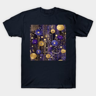 Blue and Gold Abstract Flower Garden After Klimt T-Shirt